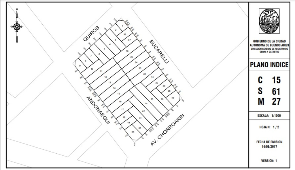 TERRENOS/FRACCIONES/LOTEOS - TERRENOS - PARQUE CHAS, CAPITAL FEDERAL